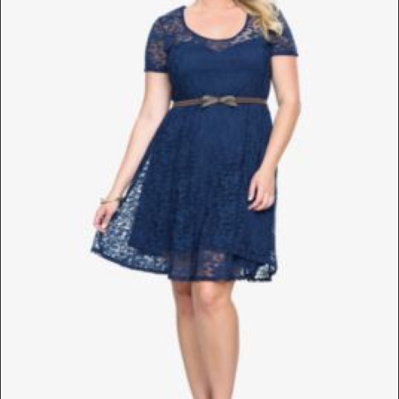 torrid Dresses & Skirts - Torrid Lace Dress Illusion Sweetheart Navy New 2